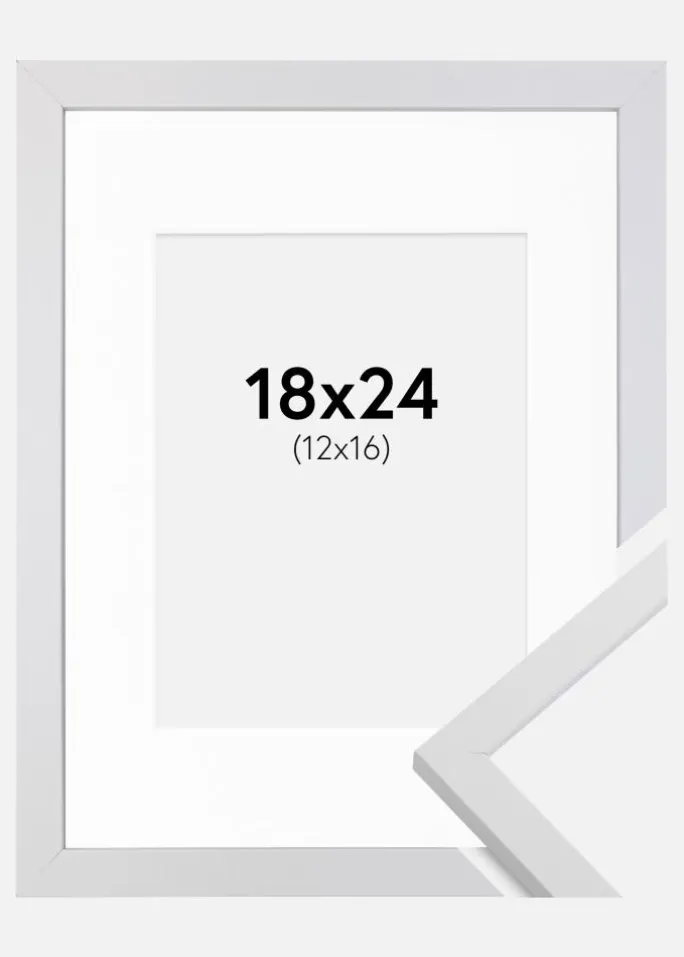 Ramme Trendy Hvid 18x24 cm - Passepartout Hvid 13x17 cm