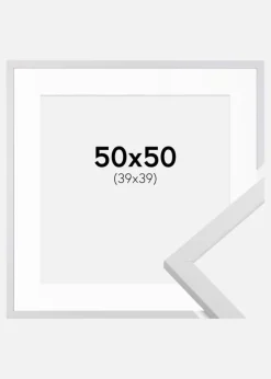 Ramme Trendy Hvid 50x50 cm - Passepartout Hvid 40x40 cm