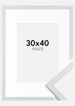 Ramme Trendy Hvid 30x40 cm - Passepartout Hvid 20x28 cm