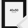 Ramme Trendy Hvid 40x50 cm - Passepartout Sort 30x40 cm