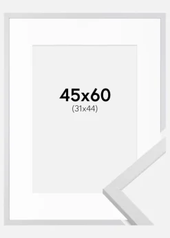 Ramme Trendy Hvid 45x60 cm - Passepartout Hvid 32x45 cm
