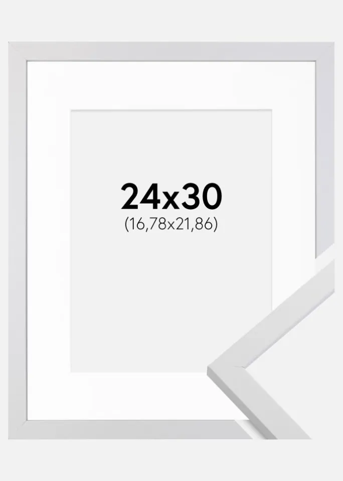 Ramme Trendy Hvid 24x30 cm - Passepartout Hvid 7x9 inches
