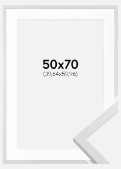 Ramme Trendy Hvid 50x70 cm - Passepartout Hvid 16x24 inches