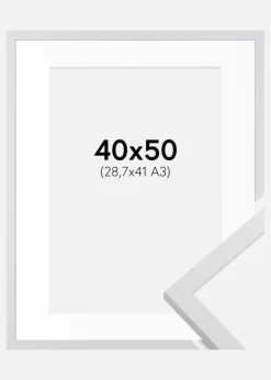 Ramme Trendy Hvid 40x50 cm - Passepartout Hvid 29,7x42 cm (A3)