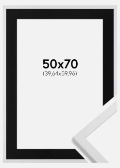 Ramme Trendy Hvid 50x70 cm - Passepartout Sort 16x24 inches