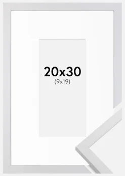 Ramme Trendy Hvid 20x30 cm - Passepartout Hvid 10x20 cm