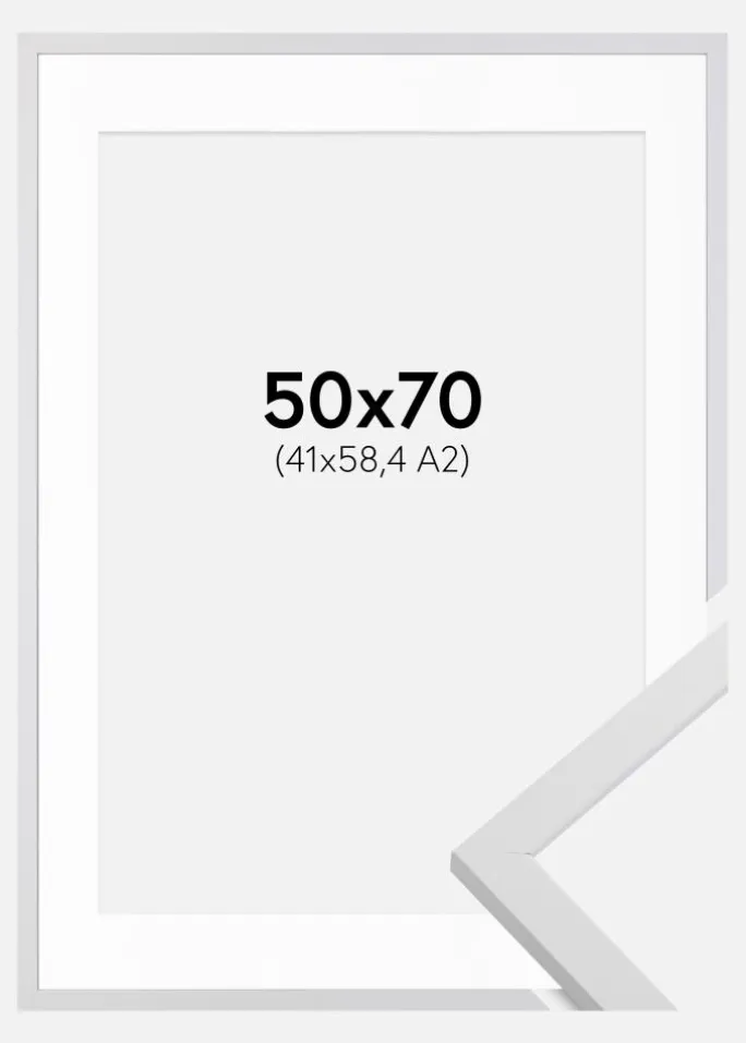 Ramme Trendy Hvid 50x70 cm - Passepartout Hvid 42x59,4 cm (A2)