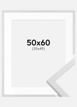 Ramme Trendy Hvid 50x60 cm - Passepartout Hvid 40x50 cm