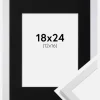 Ramme Trendy Hvid 18x24 cm - Passepartout Sort 13x17 cm