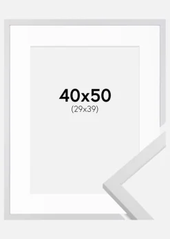 Ramme Trendy Hvid 40x50 cm - Passepartout Hvid 30x40 cm