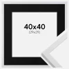 Ramme Trendy Hvid 40x40 cm - Passepartout Sort 30x30 cm