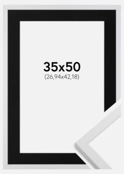 Ramme Trendy Hvid 35x50 cm - Passepartout Sort 11x17 inches