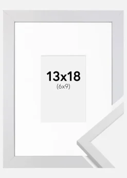 Ramme Trendy Hvid 13x18 cm - Passepartout Hvid 7x10 cm