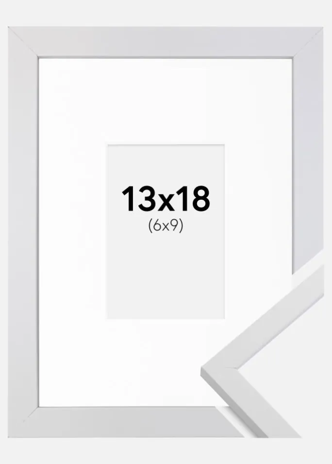 Ramme Trendy Hvid 13x18 cm - Passepartout Hvid 7x10 cm