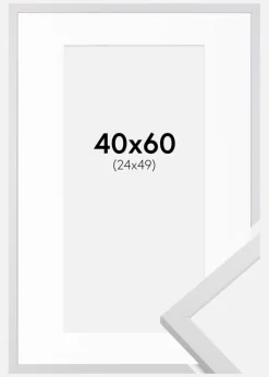 Ramme Trendy Hvid 40x60 cm - Passepartout Hvid 25x50 cm