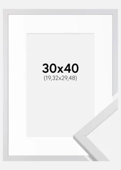 Ramme Trendy Hvid 30x40 cm - Passepartout Hvid 8x12 inches