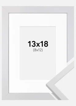 Ramme Trendy Hvid 13x18 cm - Passepartout Hvid 9x13 cm