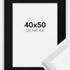 Ramme Trendy Hvid 40x50 cm - Passepartout Sort 29,7x42 cm (A3)