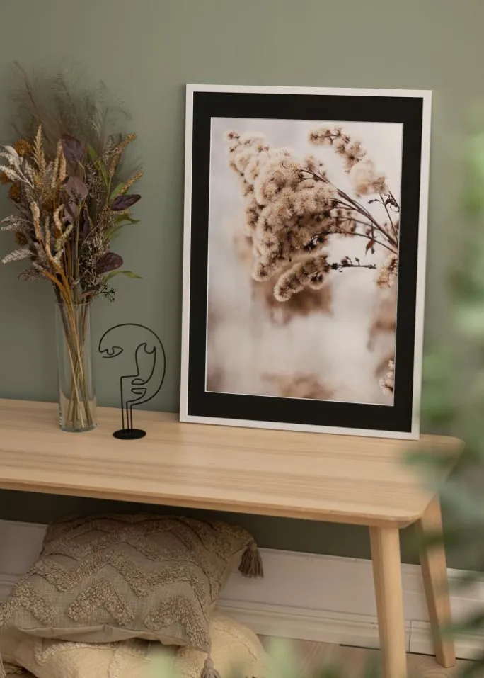 Ramme Trendy Hvid 40x50 cm - Passepartout Sort 29,7x42 cm (A3)