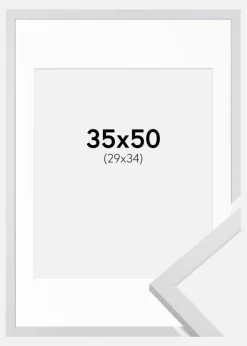 Ramme Trendy Hvid 35x50 cm - Passepartout Hvid 30x35 cm