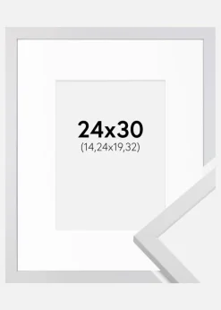 Ramme Trendy Hvid 24x30 cm - Passepartout Hvid 6x8 inches