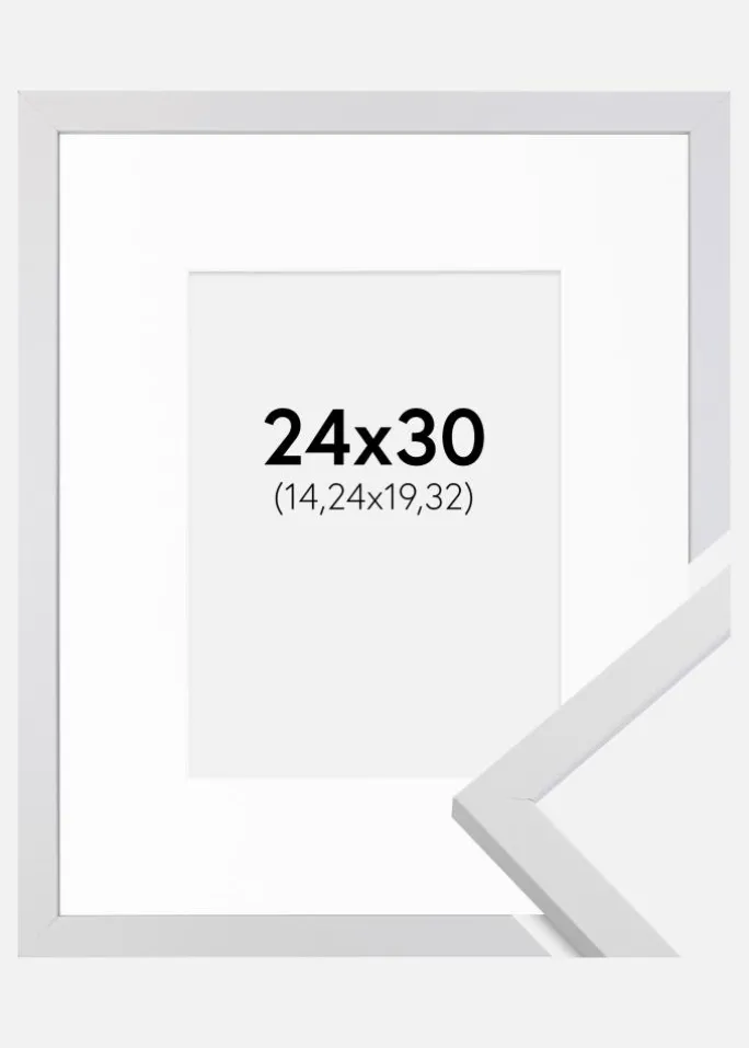 Ramme Trendy Hvid 24x30 cm - Passepartout Hvid 6x8 inches