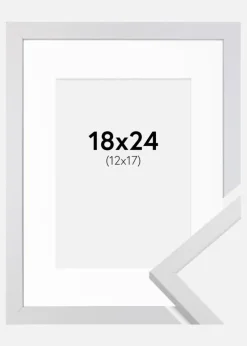 Ramme Trendy Hvid 18x24 cm - Passepartout Hvid 13x18 cm