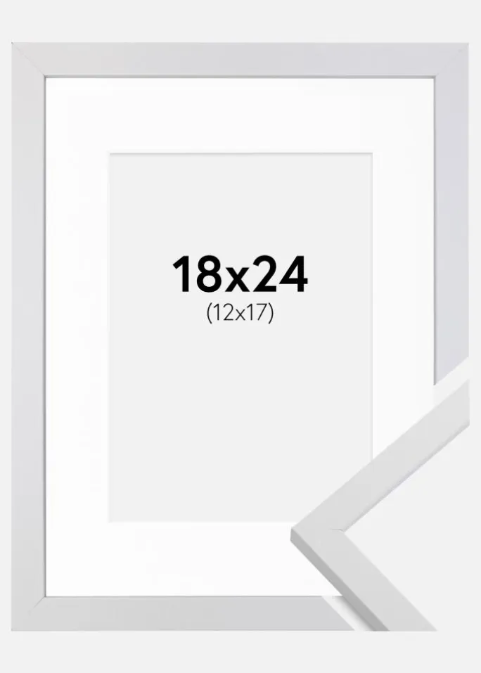 Ramme Trendy Hvid 18x24 cm - Passepartout Hvid 13x18 cm
