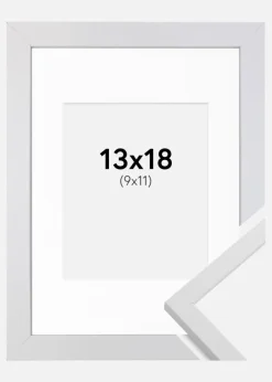 Ramme Trendy Hvid 13x18 cm - Passepartout Hvid 10x12 cm