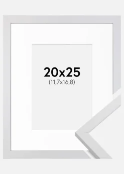 Ramme Trendy Hvid 20x25 cm - Passepartout Hvid 5x7 inches