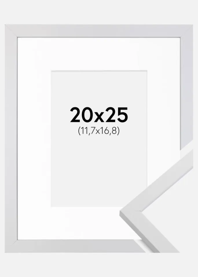 Ramme Trendy Hvid 20x25 cm - Passepartout Hvid 5x7 inches