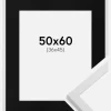 Ramme Trendy Hvid 50x60 cm - Passepartout Sort 37x46 cm