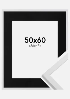 Ramme Trendy Hvid 50x60 cm - Passepartout Sort 37x46 cm