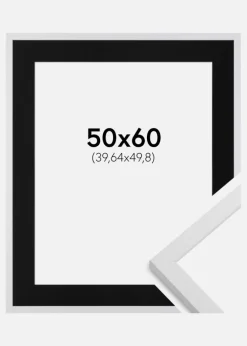 Ramme Trendy Hvid 50x60 cm - Passepartout Sort 16x20 inches