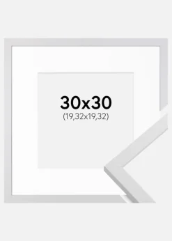 Ramme Trendy Hvid 30x30 cm - Passepartout Hvid 8x8 inches