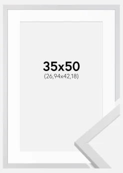 Ramme Trendy Hvid 35x50 cm - Passepartout Hvid 11x17 inches