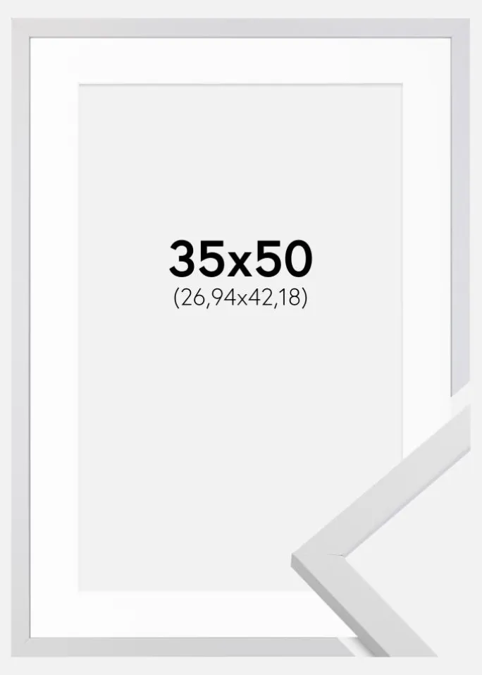 Ramme Trendy Hvid 35x50 cm - Passepartout Hvid 11x17 inches