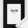 Ramme Trendy Hvid 13x18 cm - Passepartout Sort 9x13 cm