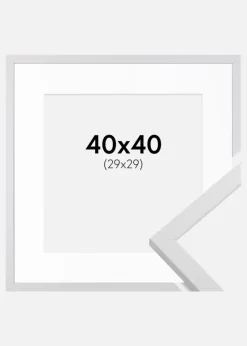 Ramme Trendy Hvid 40x40 cm - Passepartout Hvid 30x30 cm