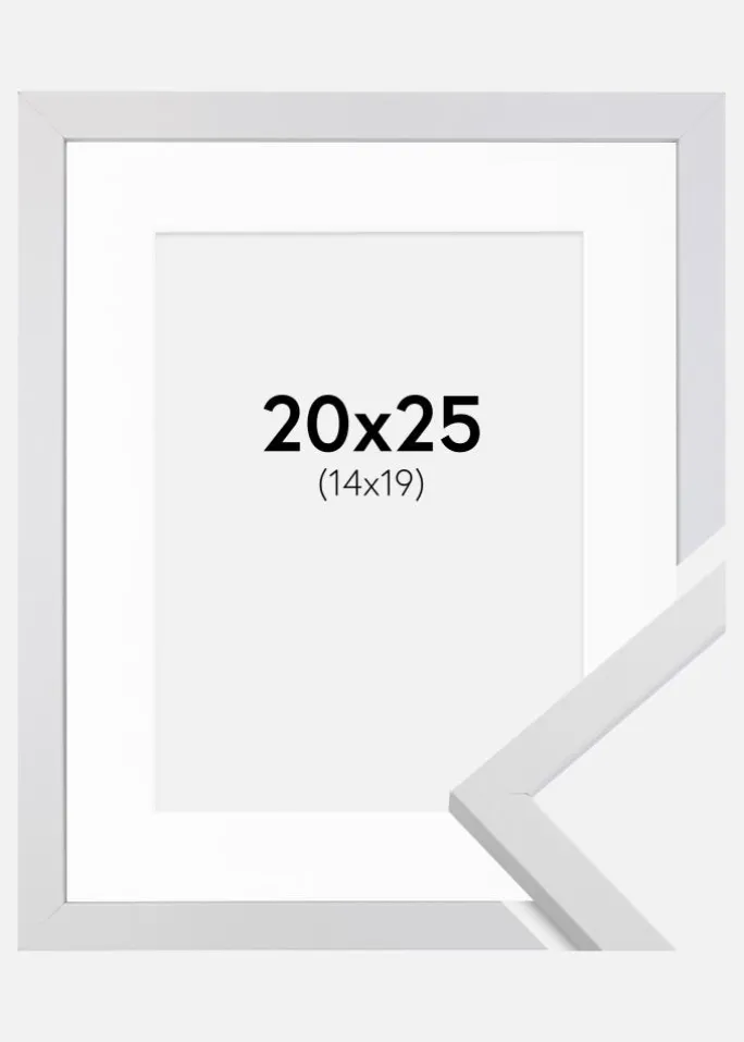 Ramme Trendy Hvid 20x25 cm - Passepartout Hvid 15x20 cm