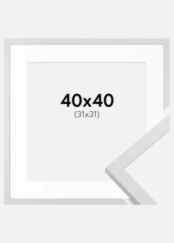 Ramme Trendy Hvid 40x40 cm - Passepartout Hvid 32x32 cm