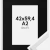 Ramme Trendy Hvid 42x59,4 cm (A2) - Passepartout Sort 25x38 cm