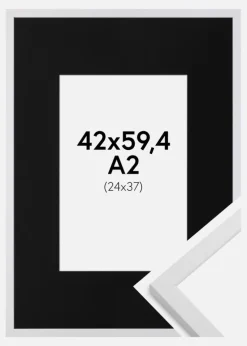 Ramme Trendy Hvid 42x59,4 cm (A2) - Passepartout Sort 25x38 cm