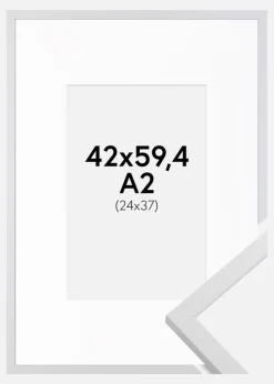 Ramme Trendy Hvid 42x59,4 cm (A2) - Passepartout Hvid 25x38 cm