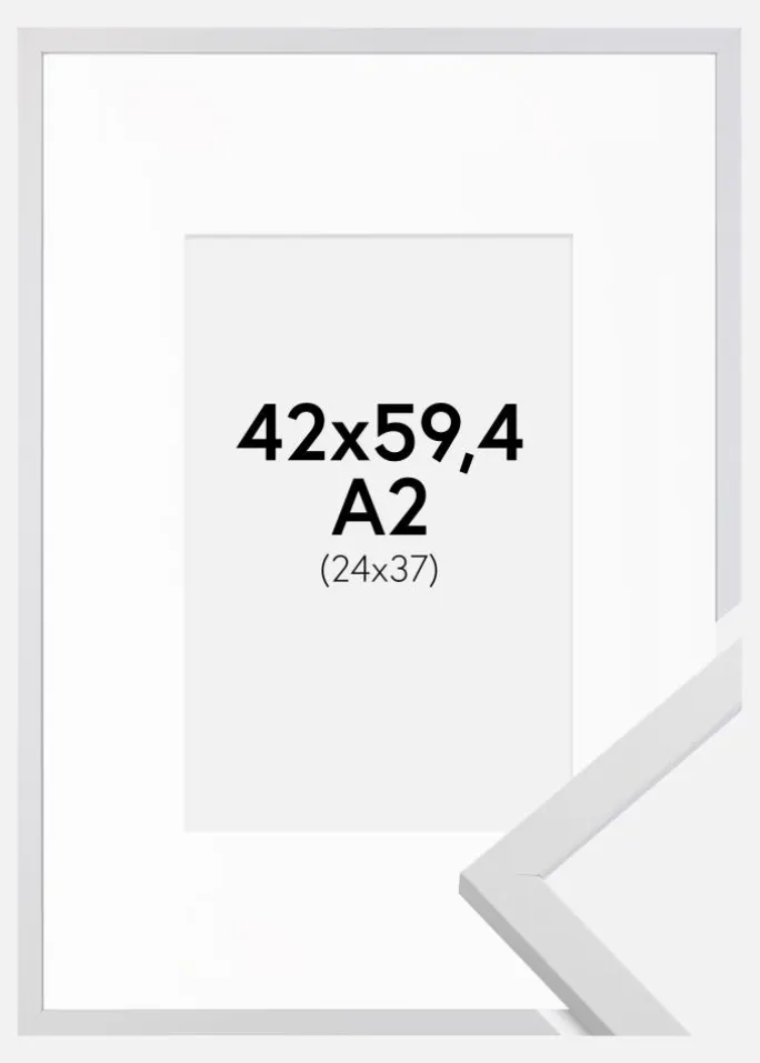 Ramme Trendy Hvid 42x59,4 cm (A2) - Passepartout Hvid 25x38 cm