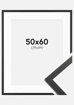 Ramme Trendy Sort 50x60 cm - Passepartout Hvid 40x50 cm