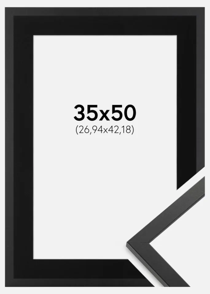 Ramme Trendy Sort 35x50 cm - Passepartout Sort 10x17 inches