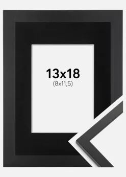 Ramme Trendy Sort 13x18 cm - Passepartout Sort 9x12 cm