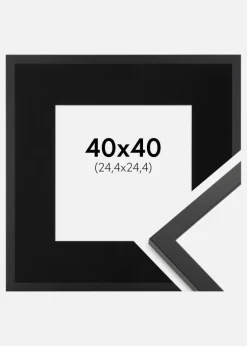 Ramme Trendy Sort 40x40 cm - Passepartout Sort 10x10 inches