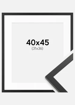 Ramme Trendy Sort 40x45 cm - Passepartout Hvid 32x37 cm